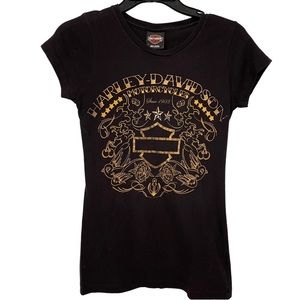 Harley-Davidson Short Sleeve T-Shirt Gold Foil Size Small